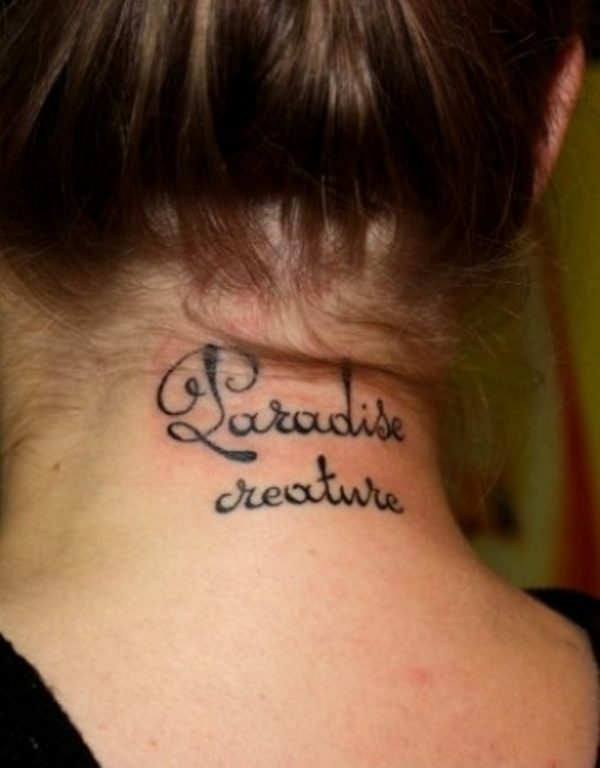 Lettering Tattoo On Neck